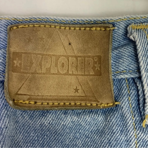 Vintage Explorer Light Blue Denim High Waist Jeans Gold Embroidered Size 14 - Picture 6 of 8